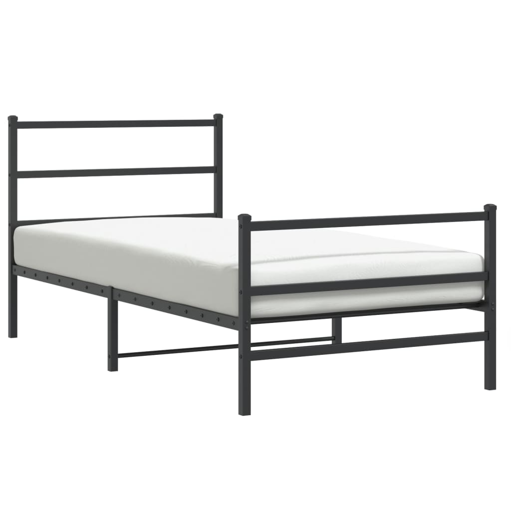 Metal Bed Frame without Mattress with Footboard Black 100x200cm