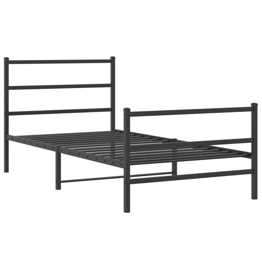 Metal Bed Frame without Mattress with Footboard Black 100x200cm