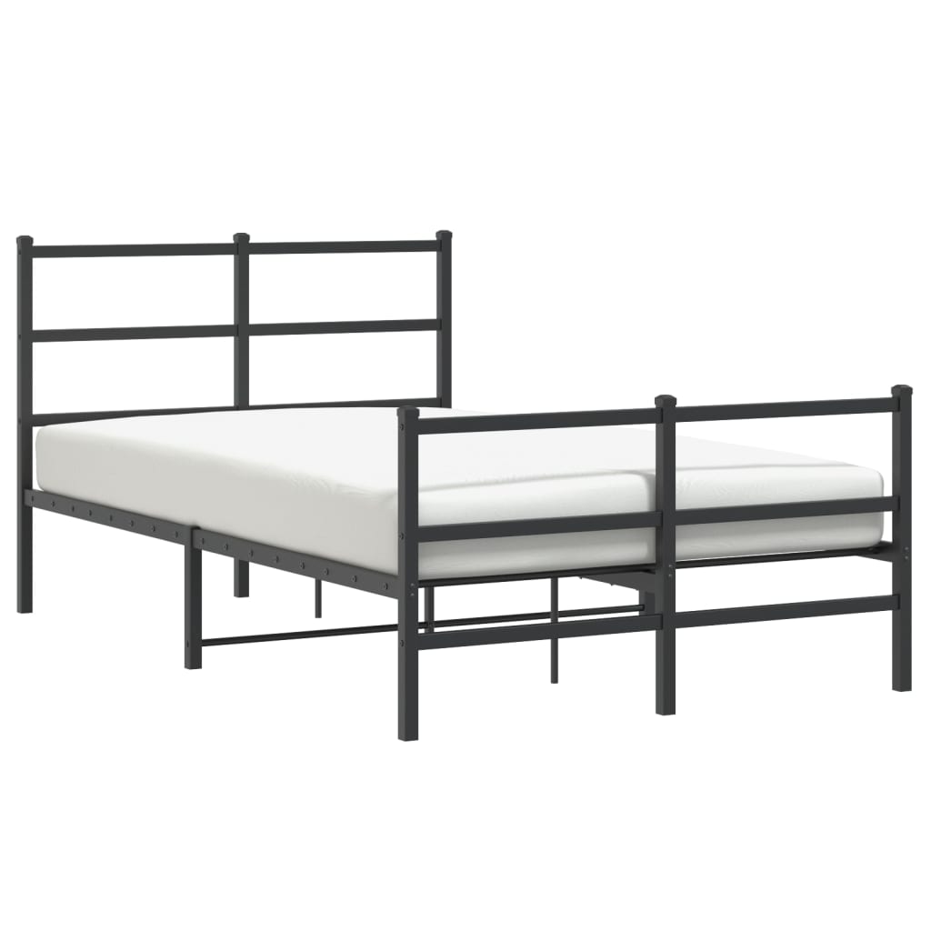 Metal Bed Frame without Mattress with Footboard Black 120x190cm