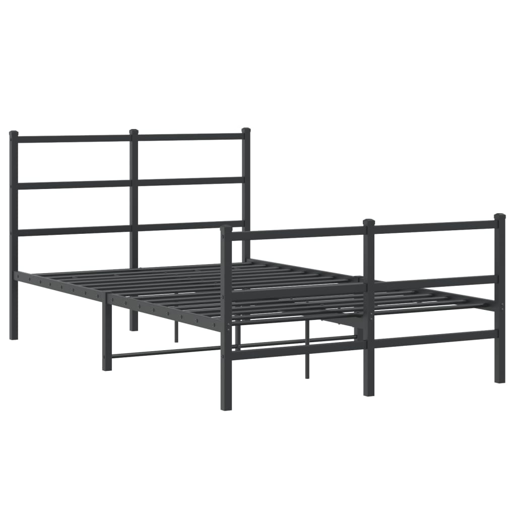 Metal Bed Frame without Mattress with Footboard Black 120x190cm