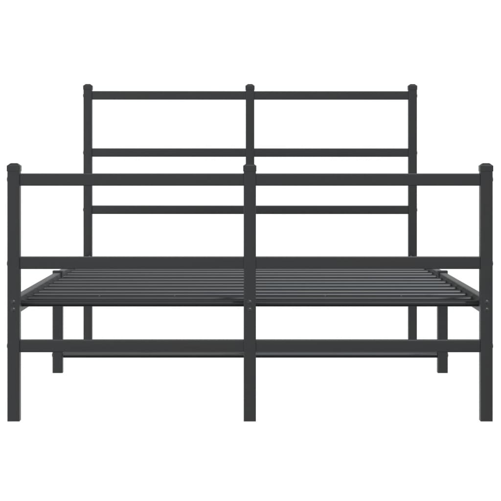 Metal Bed Frame without Mattress with Footboard Black 120x190cm