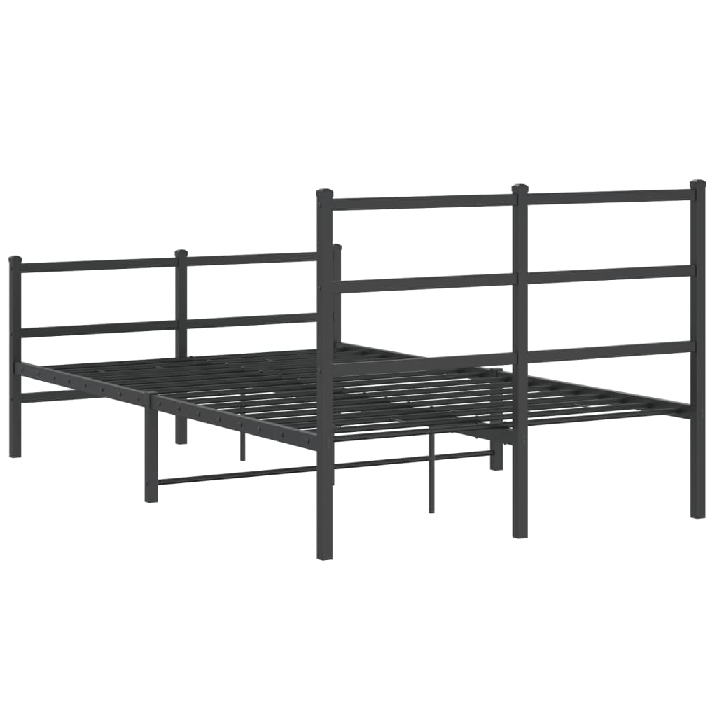 Metal Bed Frame without Mattress with Footboard Black 120x190cm