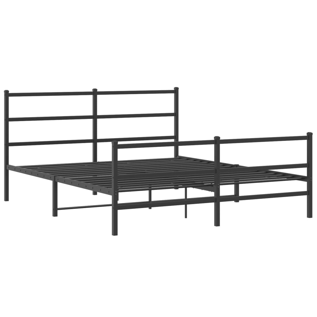 Metal Bed Frame without Mattress with Footboard Black 160x200cm