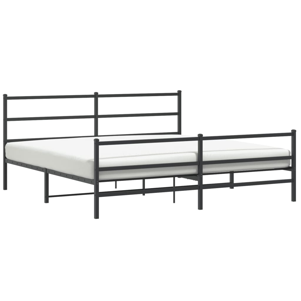 Metal Bed Frame without Mattress with Footboard Black 180x200cm
