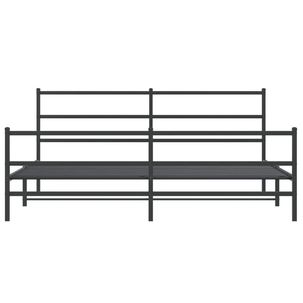 Metal Bed Frame without Mattress with Footboard Black 180x200cm