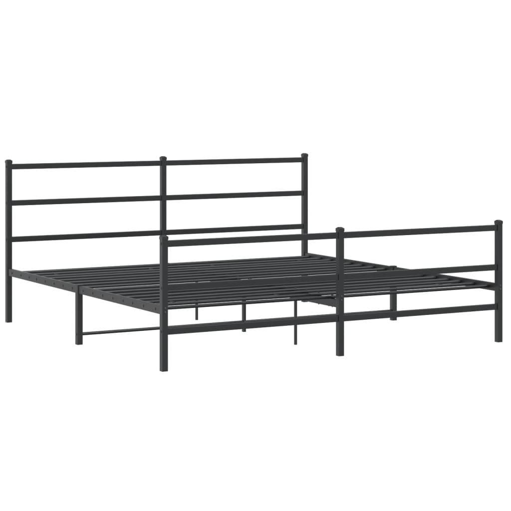 Metal Bed Frame without Mattress with Footboard Black 200x200cm