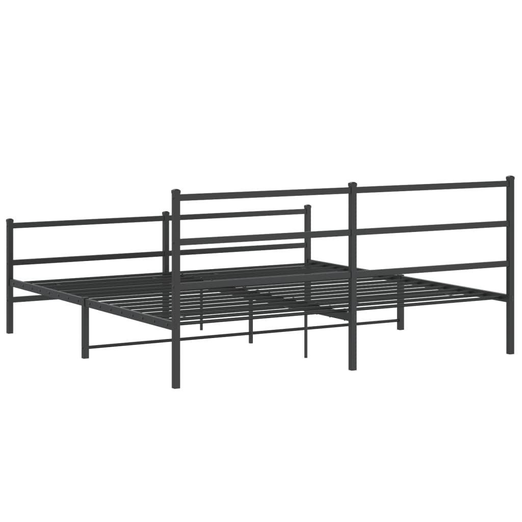 Metal Bed Frame without Mattress with Footboard Black 200x200cm