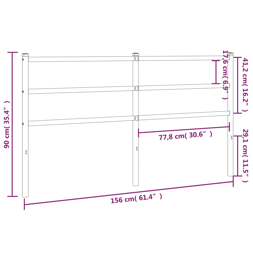 vidaXL Metal Headboard Black 150 cm