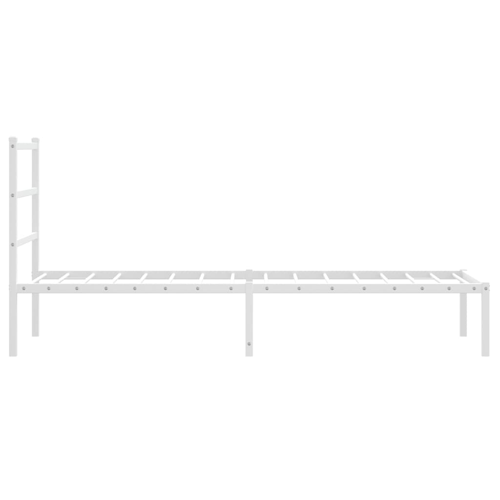 Metal Bed Frame without Mattress with Headboard White 75x190cm