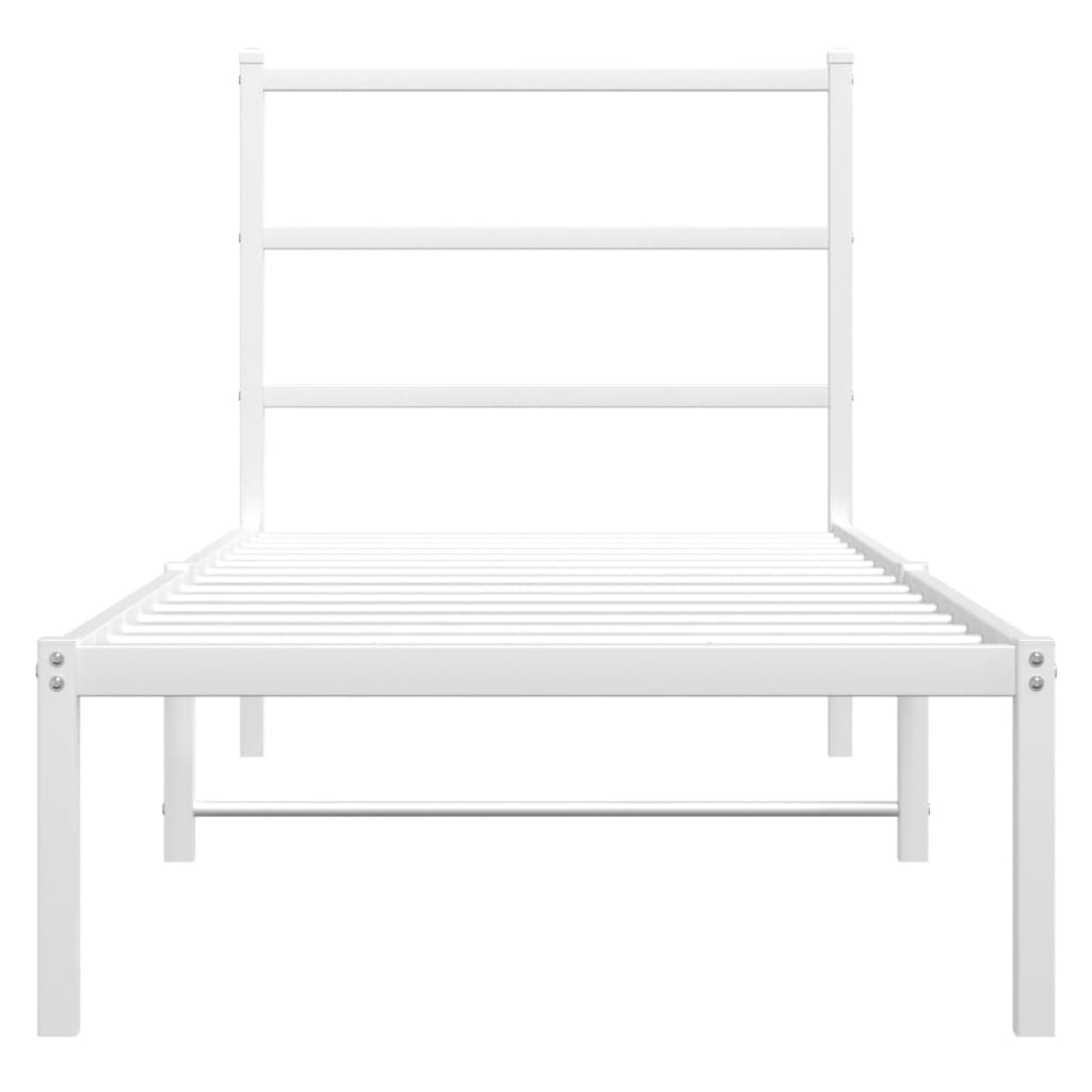 Metal Bed Frame without Mattress with Headboard White 80x200cm
