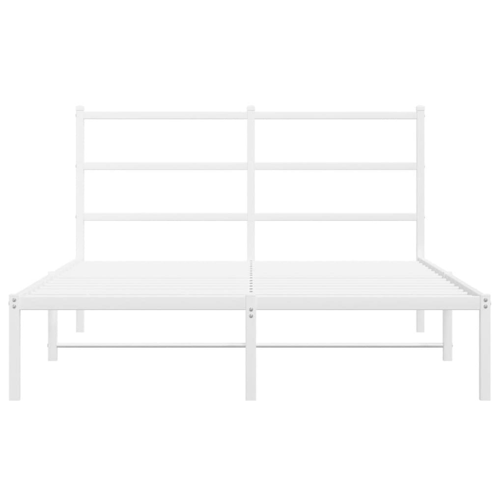 vidaXL Metal Bed Frame without Mattress with Headboard White 135x190cm