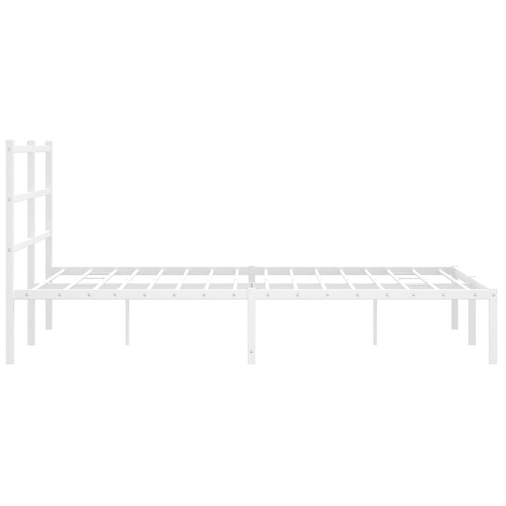 vidaXL Metal Bed Frame without Mattress with Headboard White 135x190cm