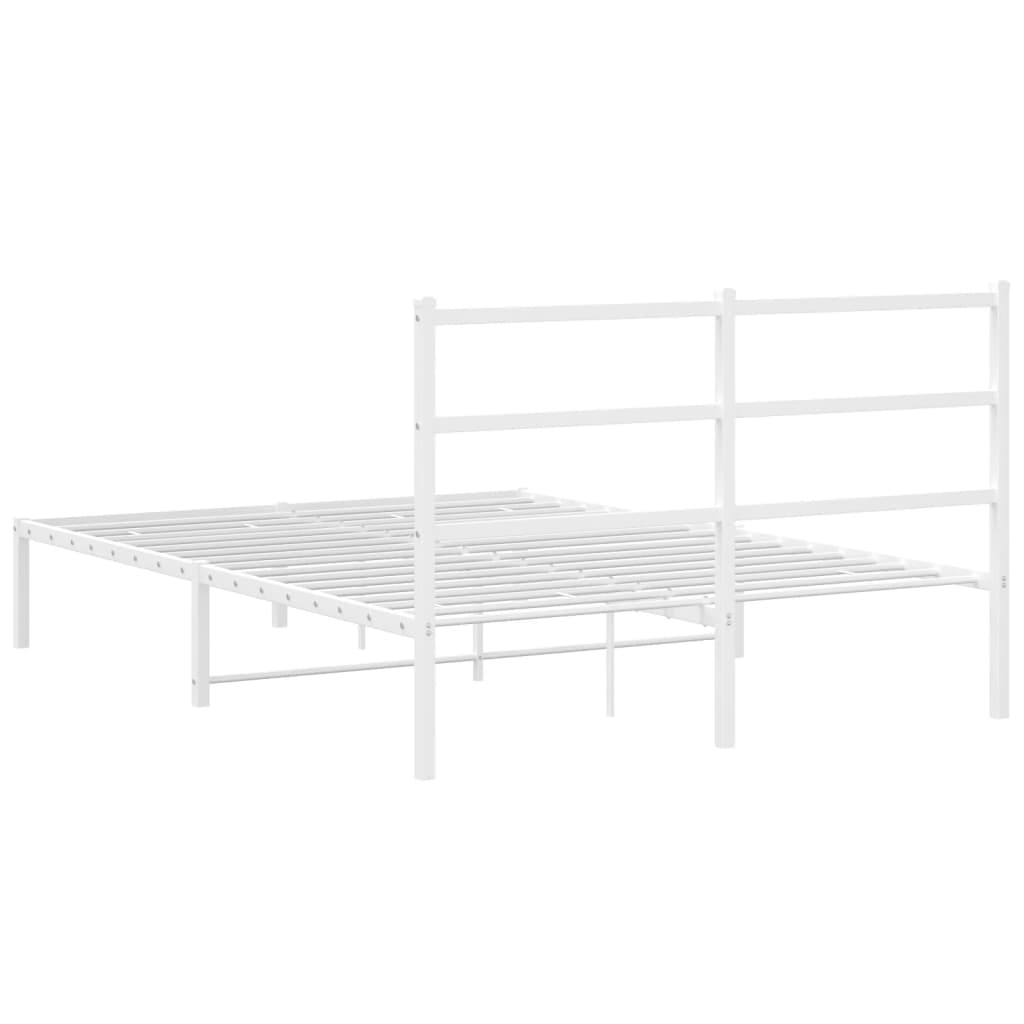 vidaXL Metal Bed Frame without Mattress with Headboard White 135x190cm