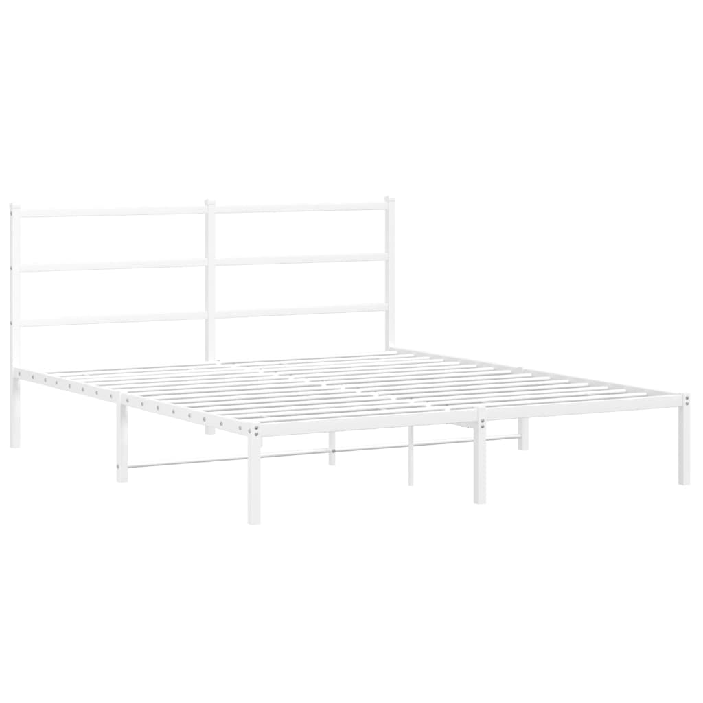 vidaXL Metal Bed Frame without Mattress with Headboard White 160x200cm