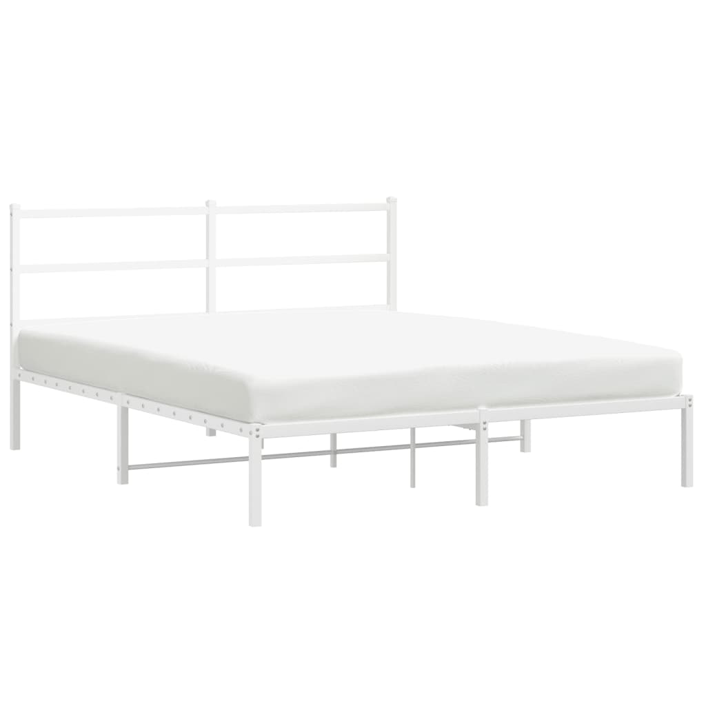 vidaXL Metal Bed Frame without Mattress with Headboard White 160x200cm