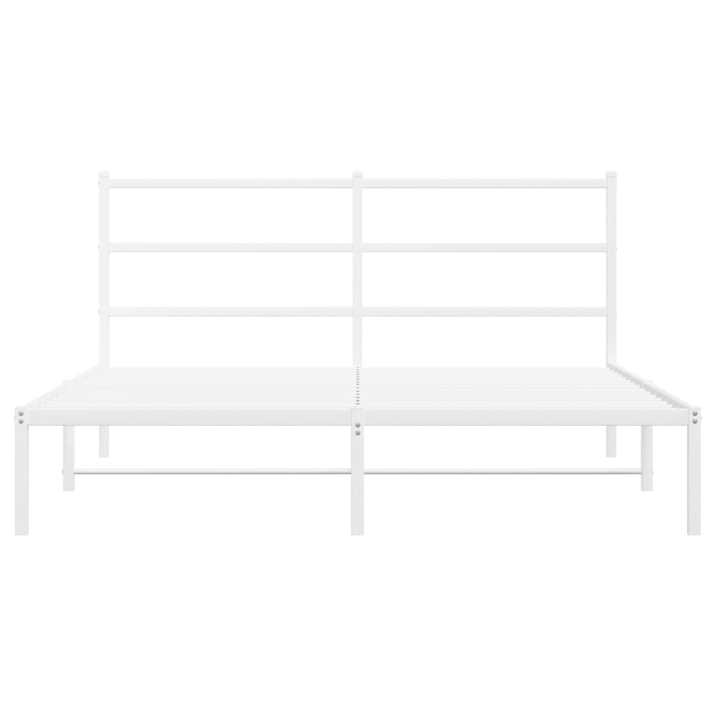 vidaXL Metal Bed Frame without Mattress with Headboard White 160x200cm