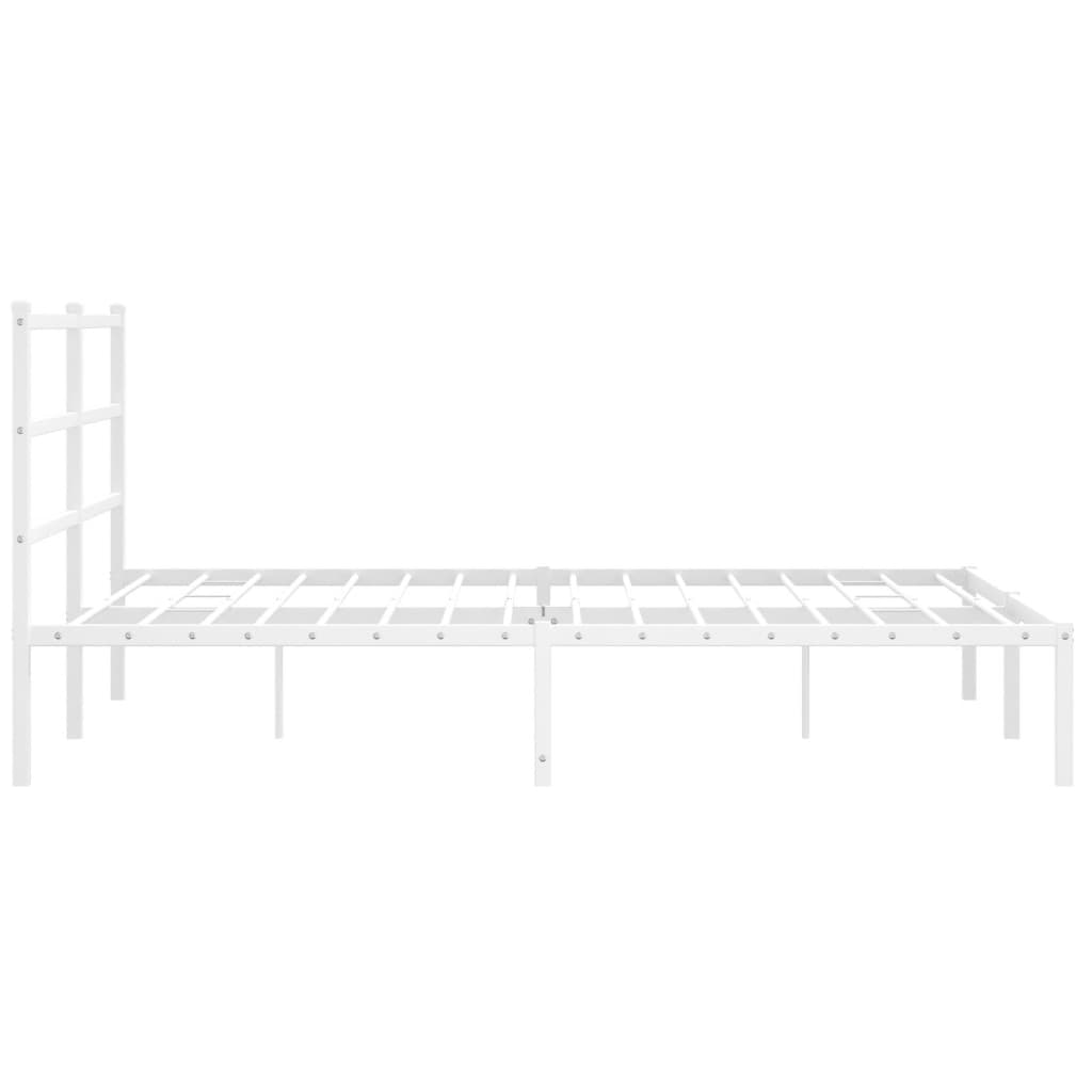 vidaXL Metal Bed Frame without Mattress with Headboard White 160x200cm