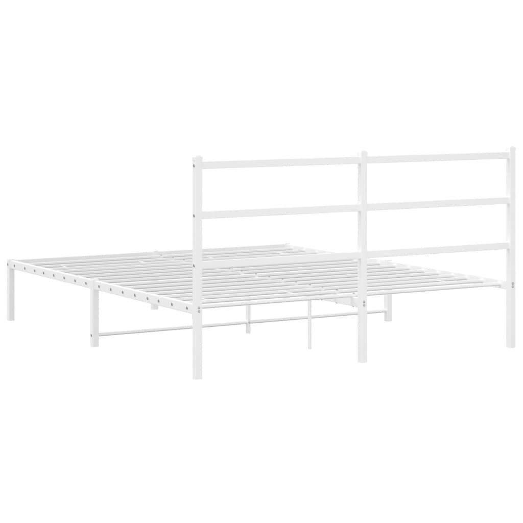 vidaXL Metal Bed Frame without Mattress with Headboard White 160x200cm