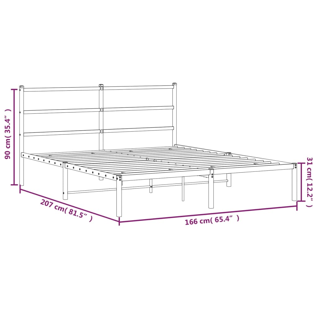 vidaXL Metal Bed Frame without Mattress with Headboard White 160x200cm