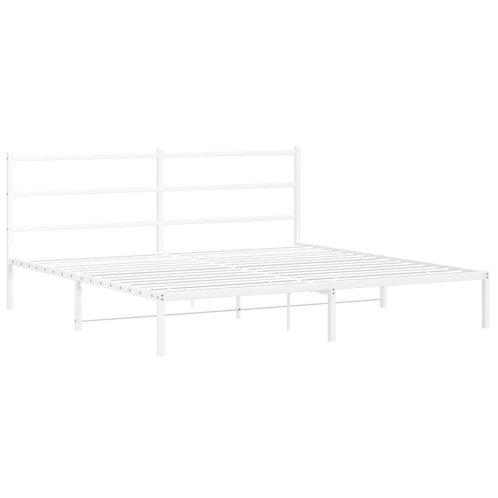 Metal Bed Frame without Mattress with Headboard White 180x200cm