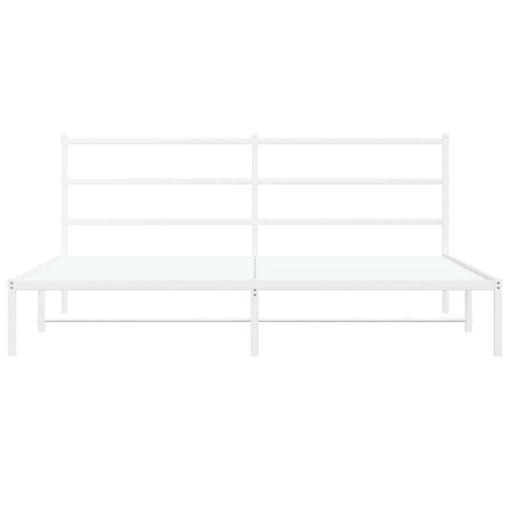 Metal Bed Frame without Mattress with Headboard White 180x200cm