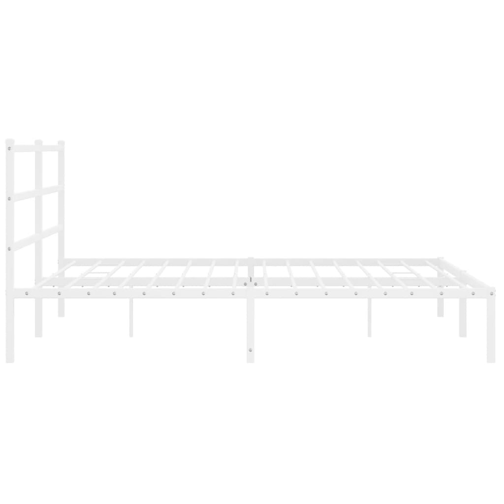 Metal Bed Frame without Mattress with Headboard White 180x200cm