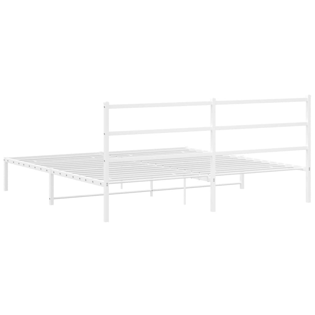 Metal Bed Frame without Mattress with Headboard White 180x200cm
