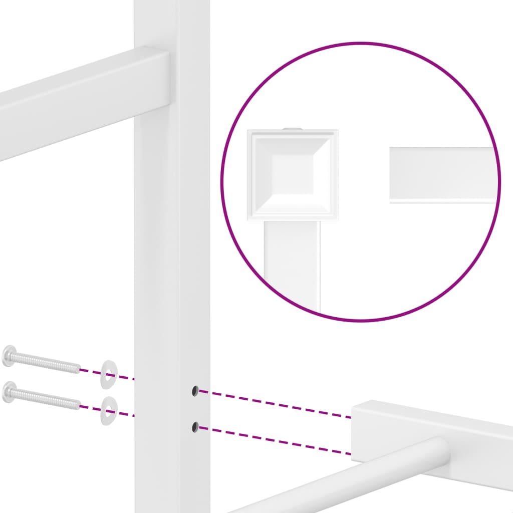 Metal Bed Frame without Mattress with Headboard White 180x200cm