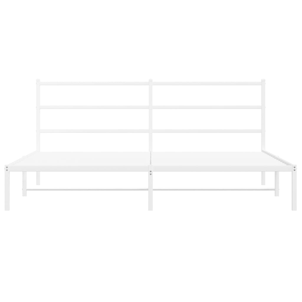 Metal Bed Frame without Mattress with Headboard White 183x213cm