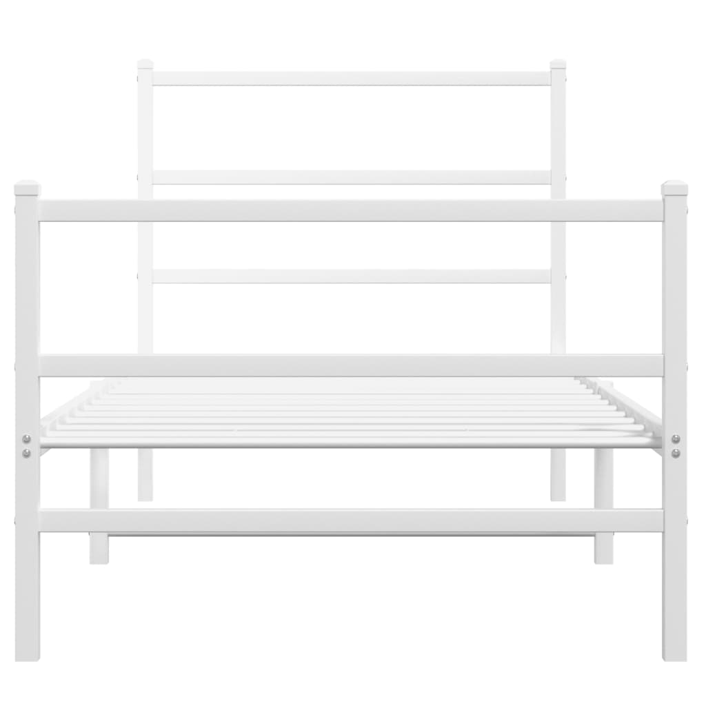 Metal Bed Frame without Mattress with Footboard White 90x190cm