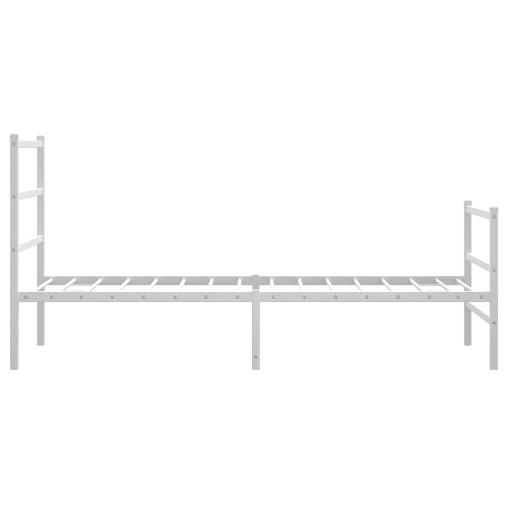 Metal Bed Frame without Mattress with Footboard White 90x190cm