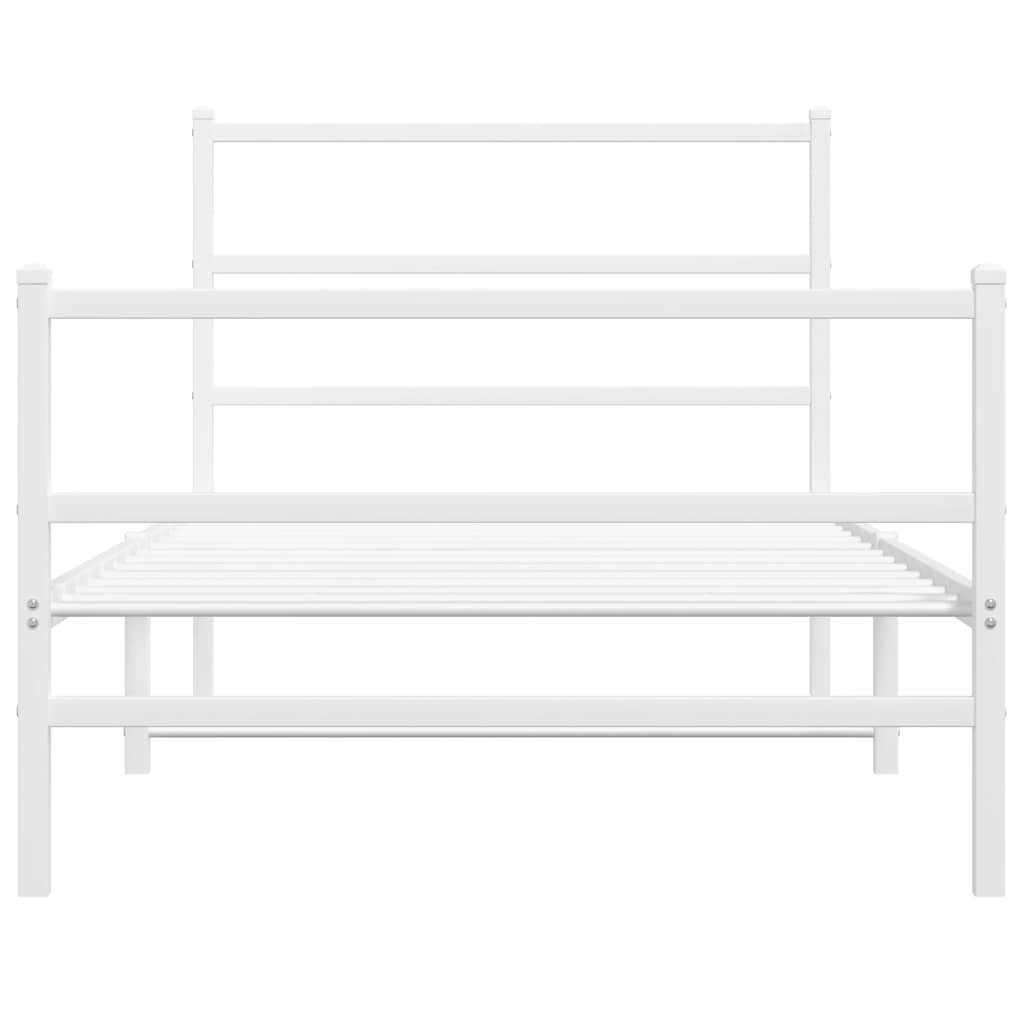 Metal Bed Frame without Mattress with Footboard White 100x200cm