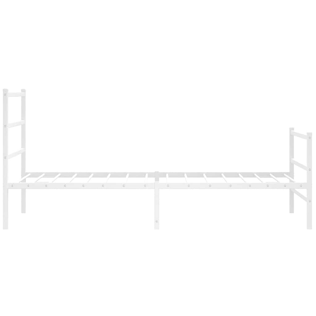 Metal Bed Frame without Mattress with Footboard White 100x200cm