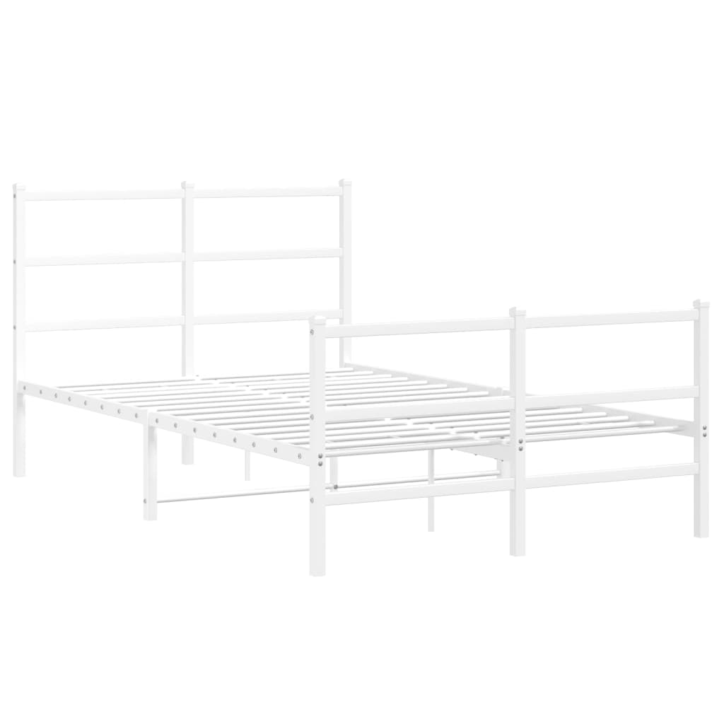 vidaXL Metal Bed Frame without Mattress with Footboard White 120x200cm