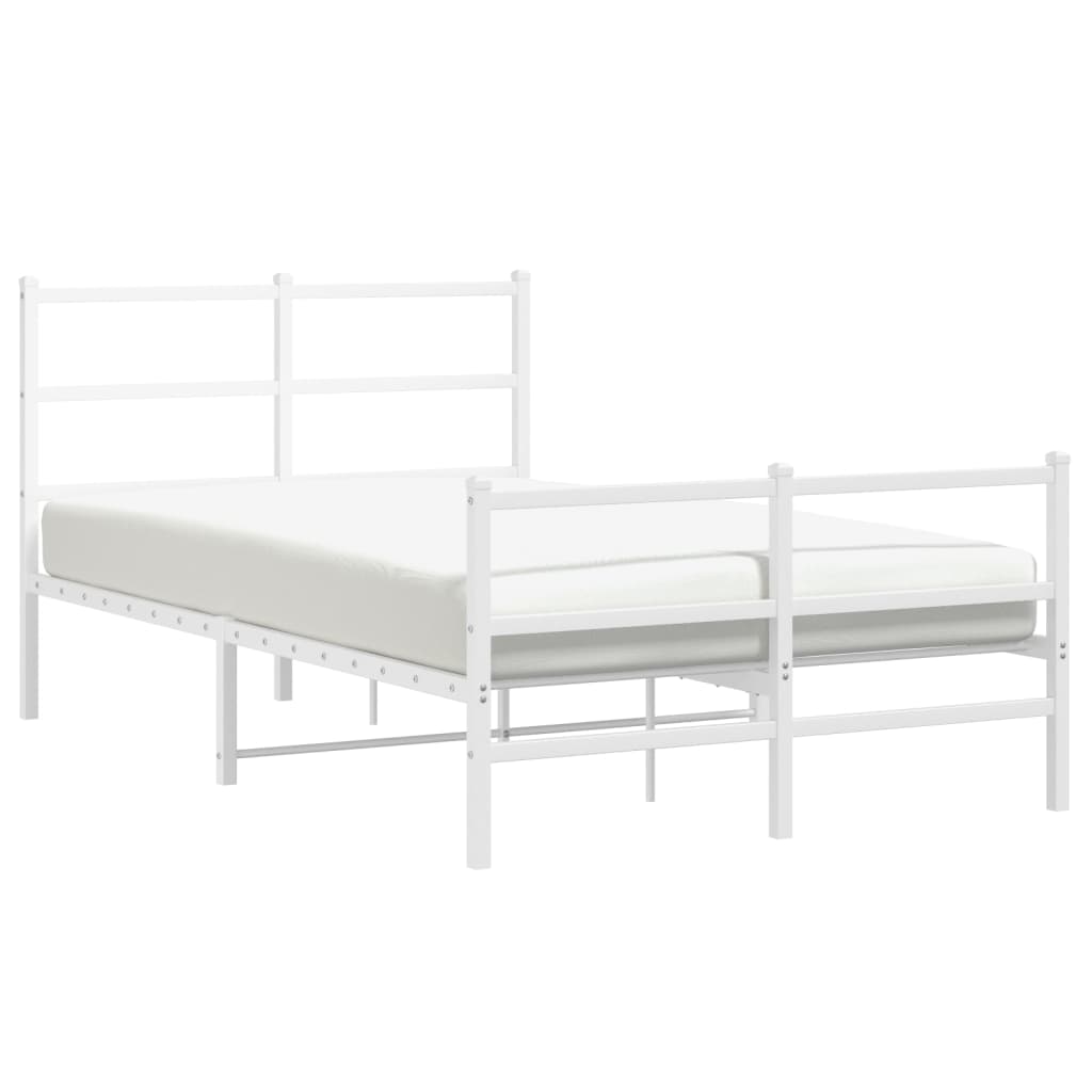 vidaXL Metal Bed Frame without Mattress with Footboard White 120x200cm