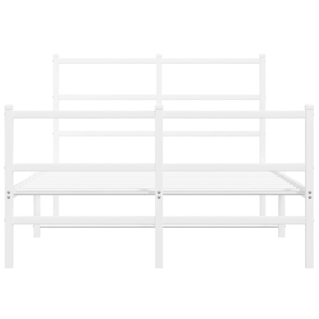 vidaXL Metal Bed Frame without Mattress with Footboard White 120x200cm