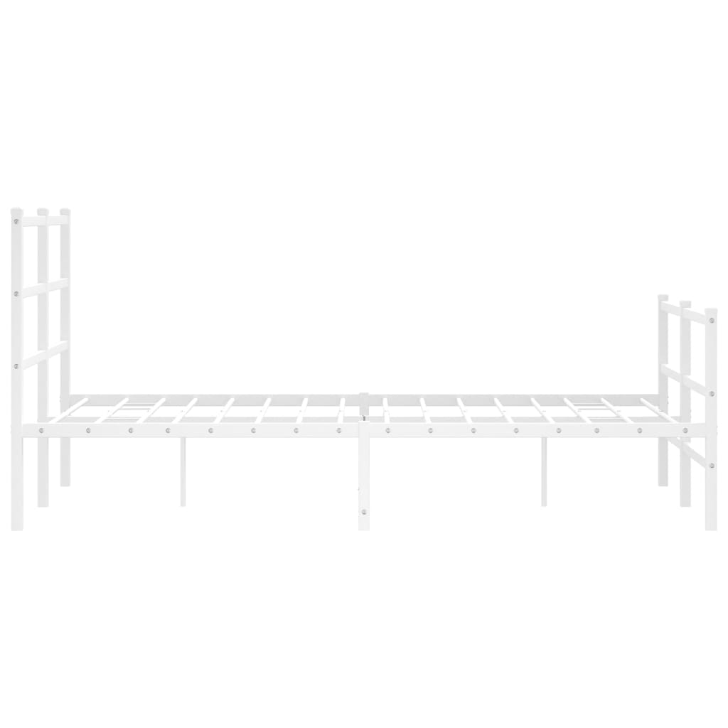 vidaXL Metal Bed Frame without Mattress with Footboard White 120x200cm