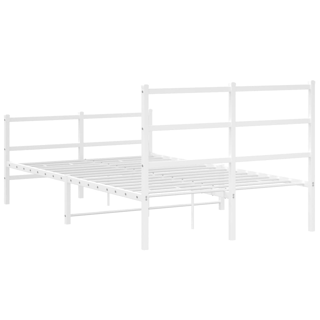 vidaXL Metal Bed Frame without Mattress with Footboard White 120x200cm