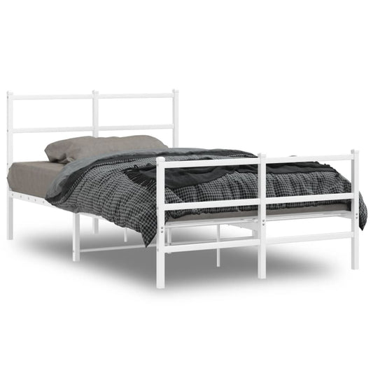 vidaXL Metal Bed Frame without Mattress with Footboard White 120x200cm