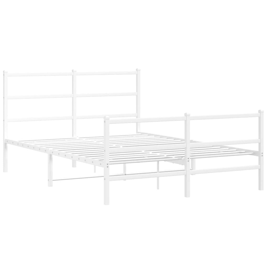 vidaXL Metal Bed Frame without Mattress with Footboard White 135x190cm