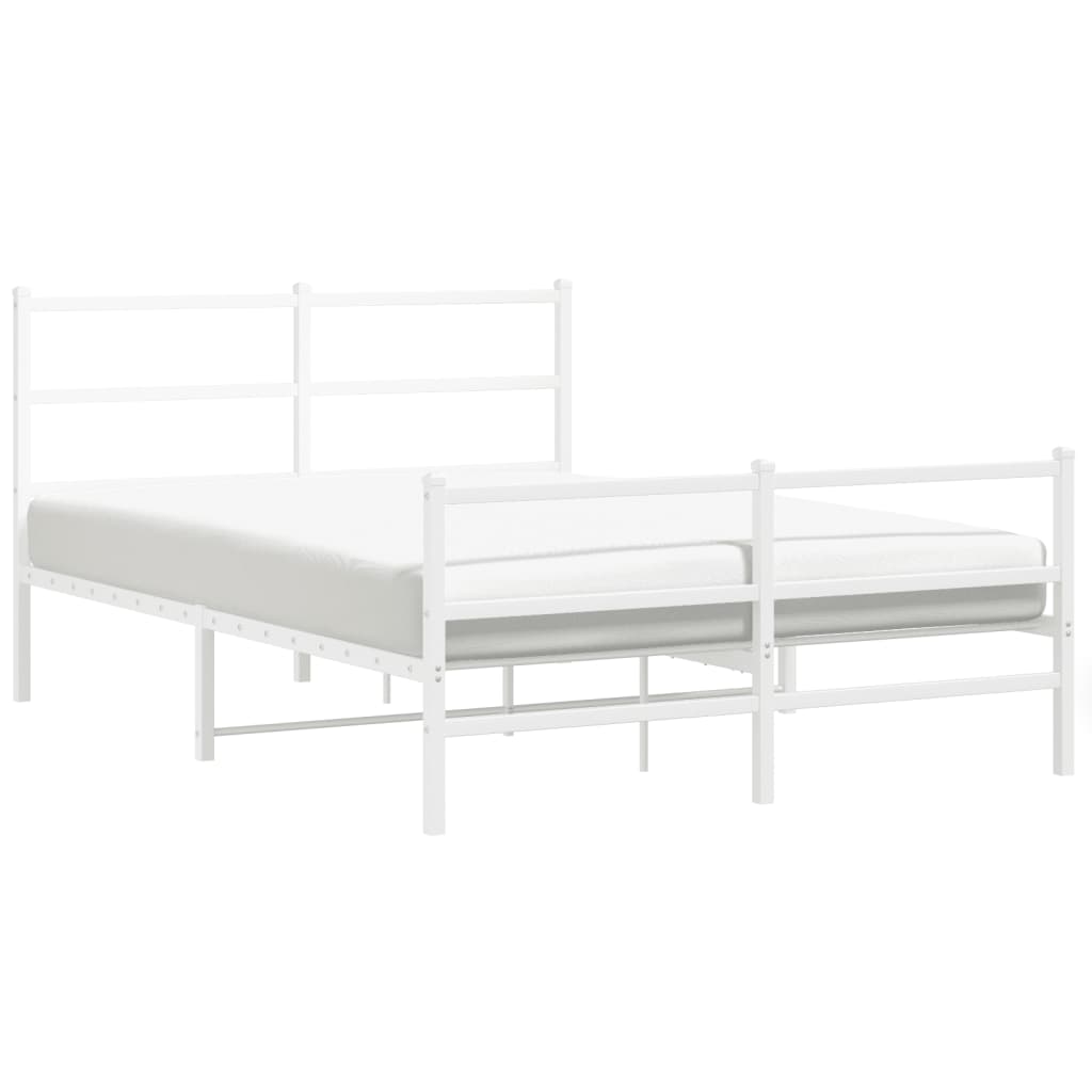 vidaXL Metal Bed Frame without Mattress with Footboard White 135x190cm