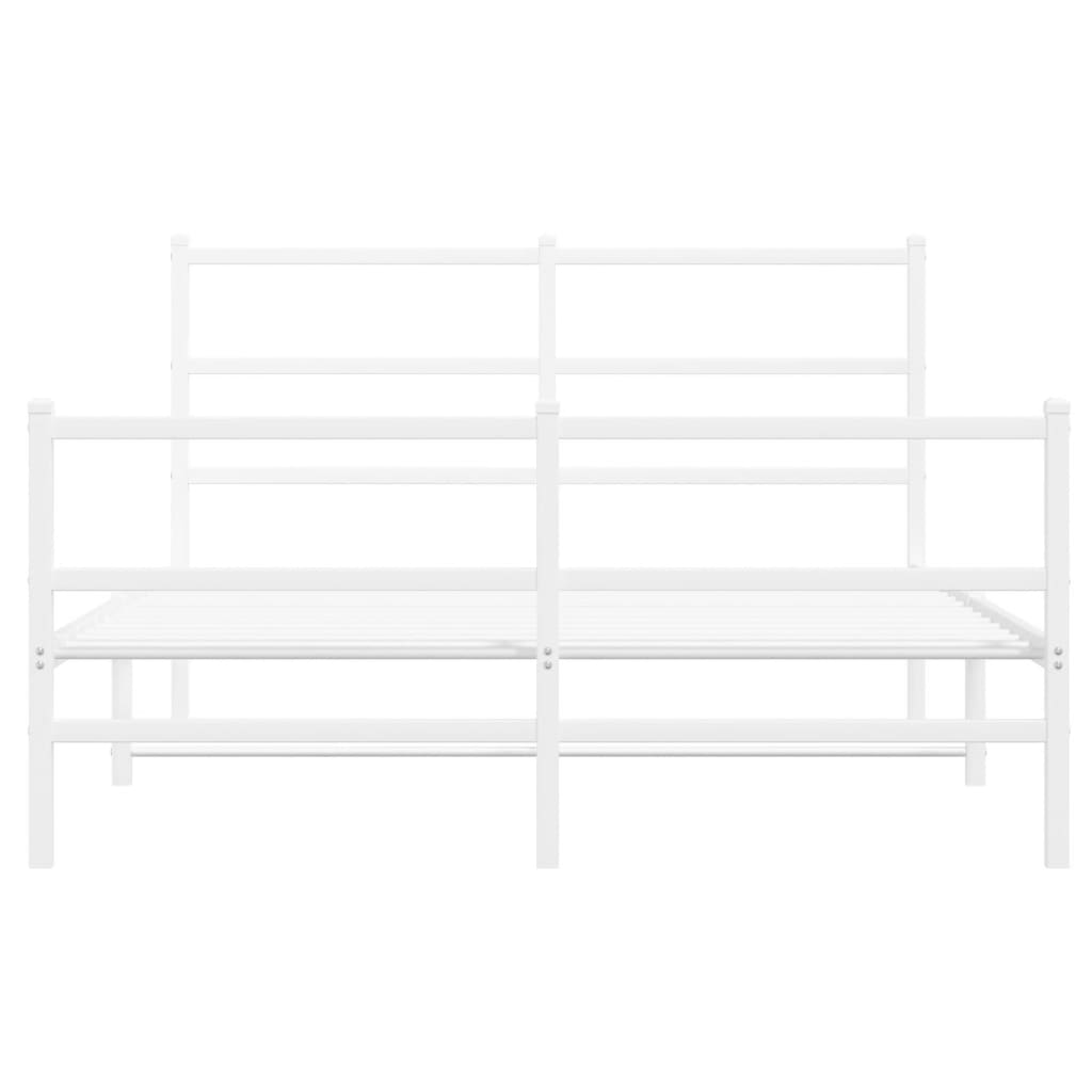 vidaXL Metal Bed Frame without Mattress with Footboard White 135x190cm