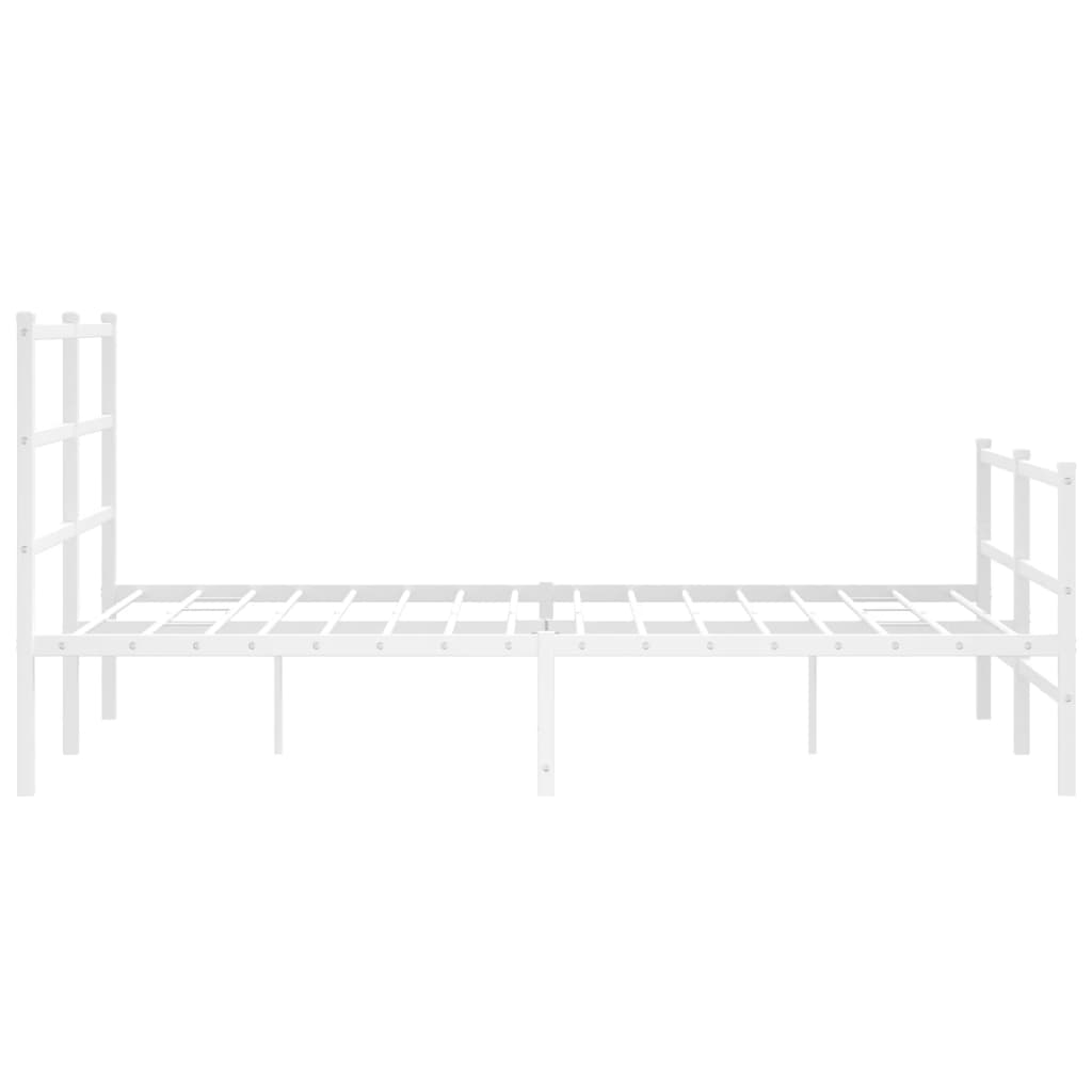 vidaXL Metal Bed Frame without Mattress with Footboard White 135x190cm