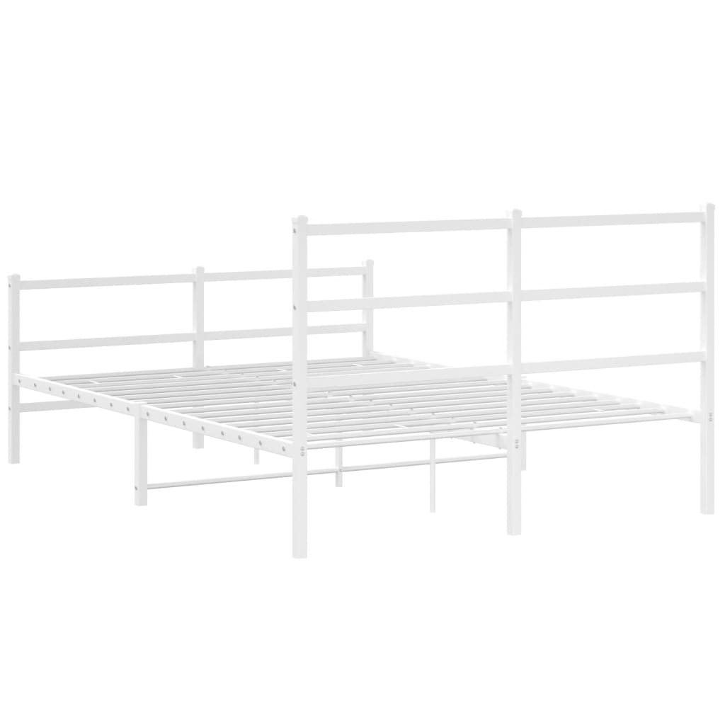 vidaXL Metal Bed Frame without Mattress with Footboard White 135x190cm