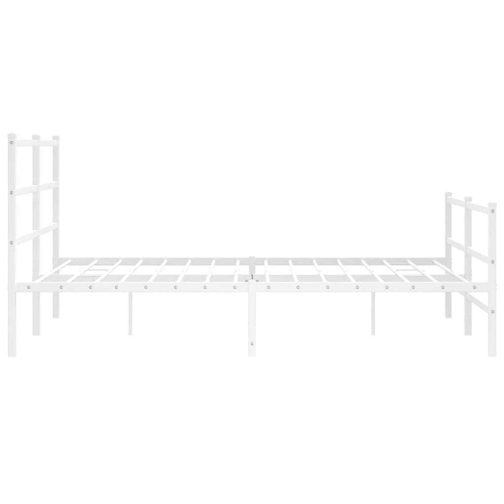 Metal Bed Frame without Mattress with Footboard White 150x200cm
