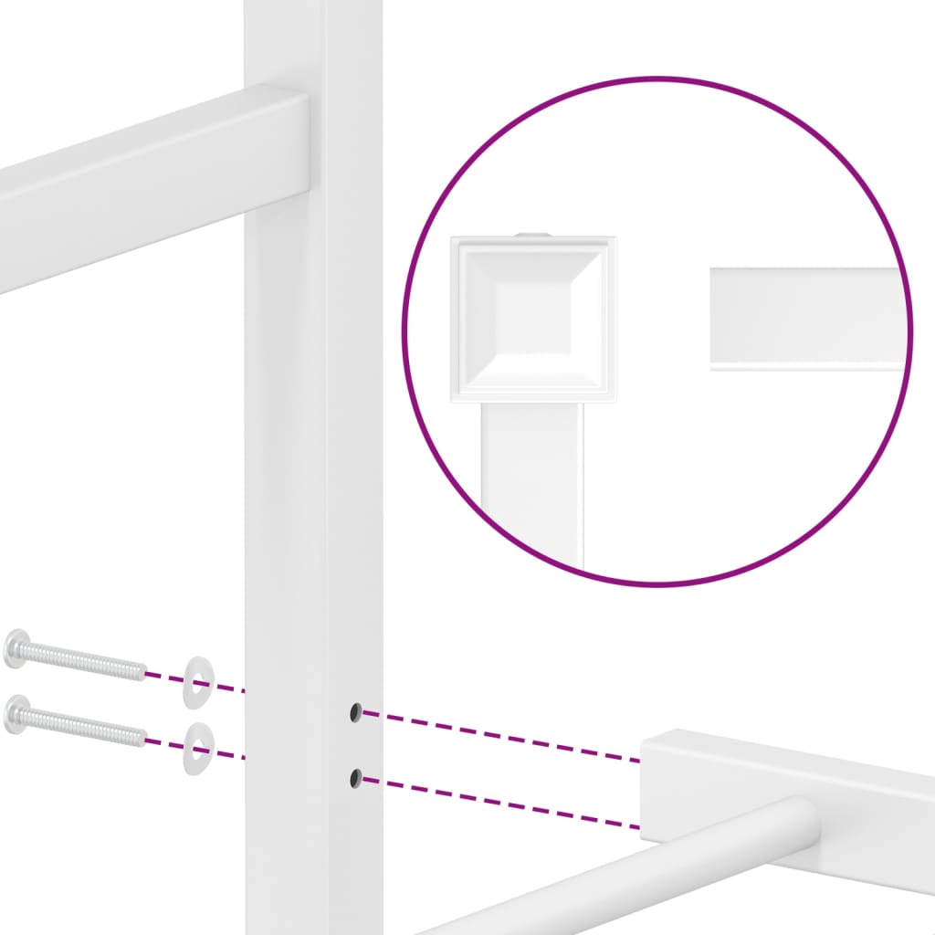 Metal Bed Frame without Mattress with Footboard White 200x200cm