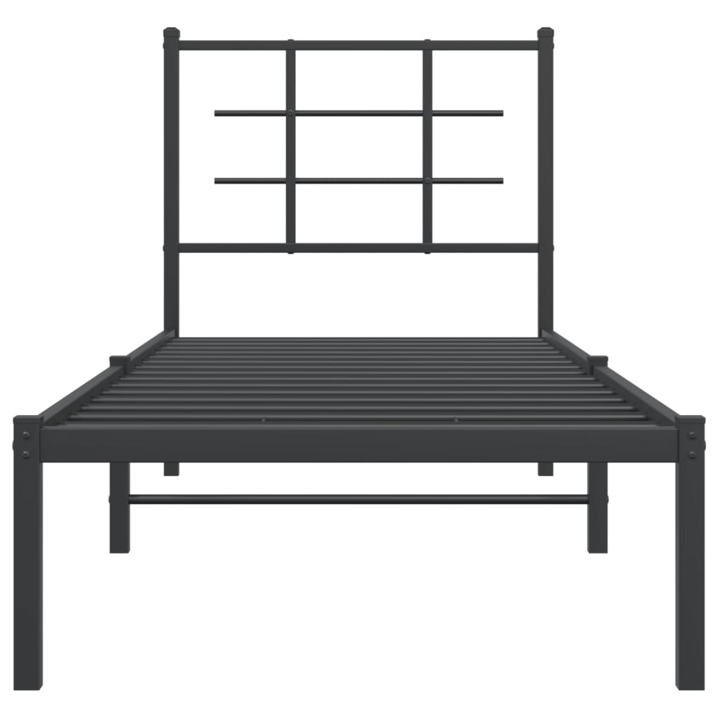 vidaXL Metal Bed Frame without Mattress with Headboard Black 75x190cm