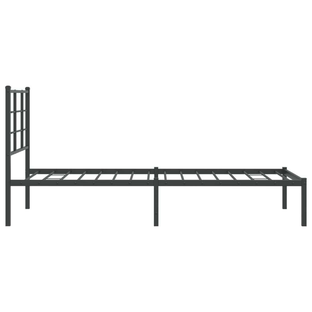 vidaXL Metal Bed Frame without Mattress with Headboard Black 75x190cm