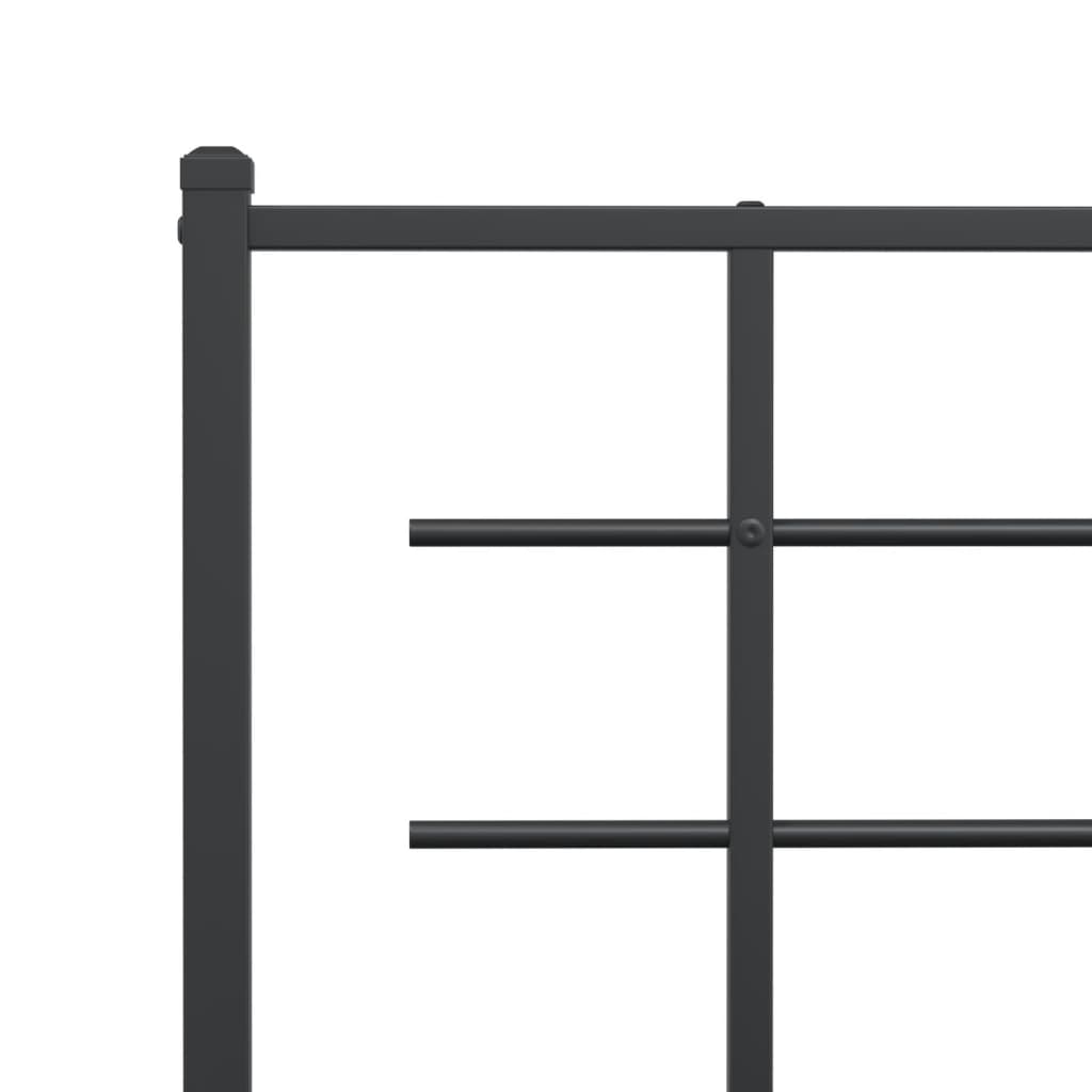 Metal Bed Frame without Mattress with Headboard Black 75x190cm