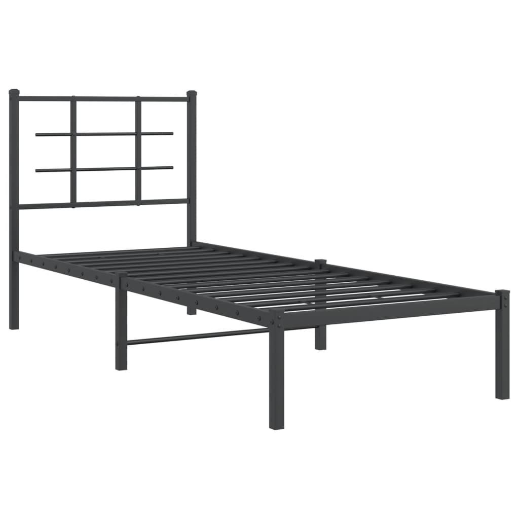 vidaXL Metal Bed Frame without Mattress with Headboard Black 80x200cm